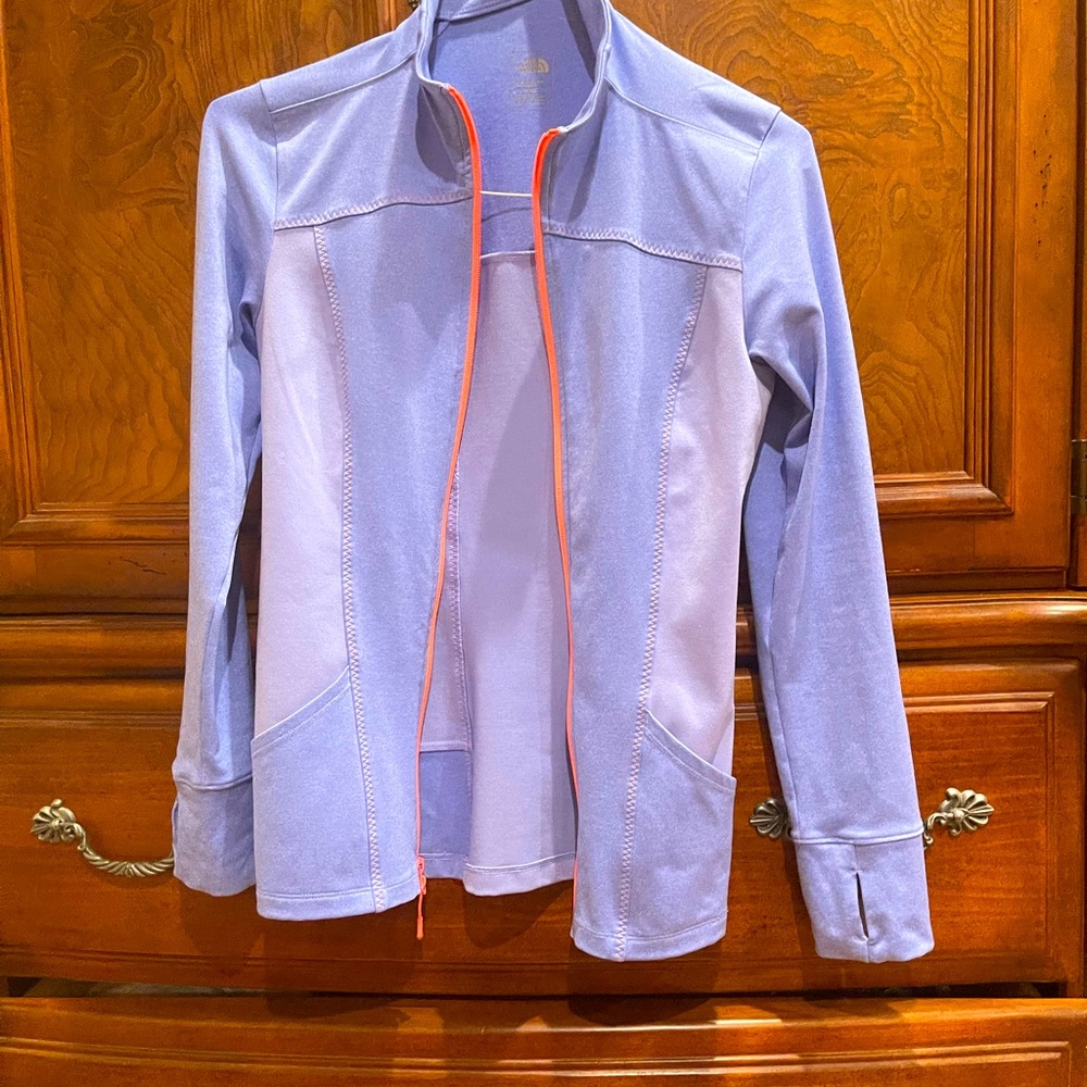 North face women’s sports light blue zip up Jacket
